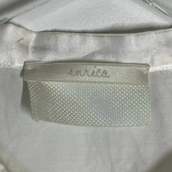 ENRICA Japan size 38 (Small) white blouse ties at neck silk cotton blend top - Picture 5 of 8